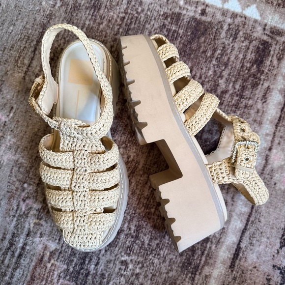 Dolce Vita Shoes - Size 8, Dolce Vita Cream and tan crochet chunky platform sandals